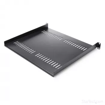 StarTech.com 1U serverinė lentyna – universali ventiliuojama konsolinė lentyna 19 inch tinklo įrangos stovui – plieninė, 20 kg talpa, 16 colių gylio, juoda
