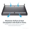 StarTech.com 1U serverinė lentyna – universali ventiliuojama konsolinė lentyna 19 inch tinklo įrangos stovui – plieninė, 20 kg talpa, 16 colių gylio, juoda