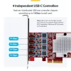 StarTech.com 4 prievadų USB Type-C PCIe kortelė, USB 3.2 10Gbps, USB-C PCI Express plėtimosi kortelė, 4 nepriklausomi USB valdikliai, Windows/Linux/macOS, TAA atitiktis