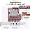 StarTech.com 4 prievadų USB Type-C PCIe kortelė, USB 3.2 10Gbps, USB-C PCI Express plėtimosi kortelė, 4 nepriklausomi USB valdikliai, Windows/Linux/macOS, TAA atitiktis
