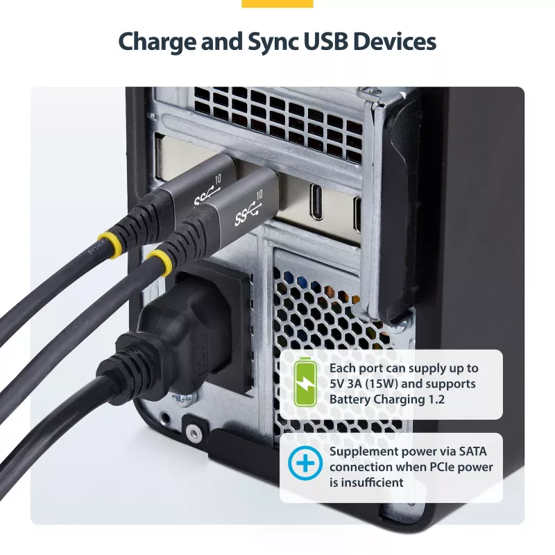 StarTech.com 4 prievadų USB Type-C PCIe kortelė, USB 3.2 10Gbps, USB-C PCI Express plėtimosi kortelė, 4 nepriklausomi USB valdikliai, Windows/Linux/macOS, TAA atitiktis