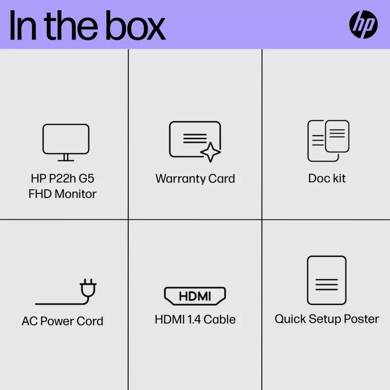 HP P22h G5 FHD Monitor, 54.6 cm (21.5 colio), 1920 x 1080 pikselių, Full HD, IPS, 5 ms, juodas
