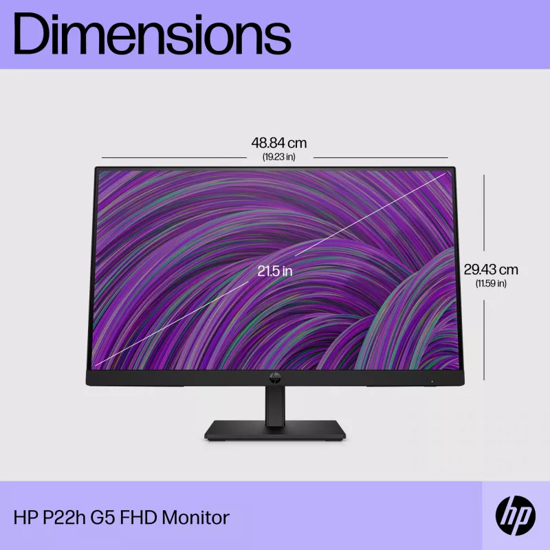 HP P22h G5 FHD Monitor, 54.6 cm (21.5 colio), 1920 x 1080 pikselių, Full HD, IPS, 5 ms, juodas