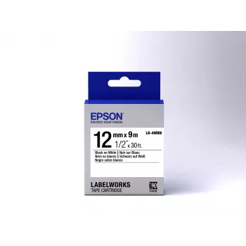 Epson LK-4WBN juosta etiketėms, standartinė, 12 mm, 9 m, juoda ant baltos