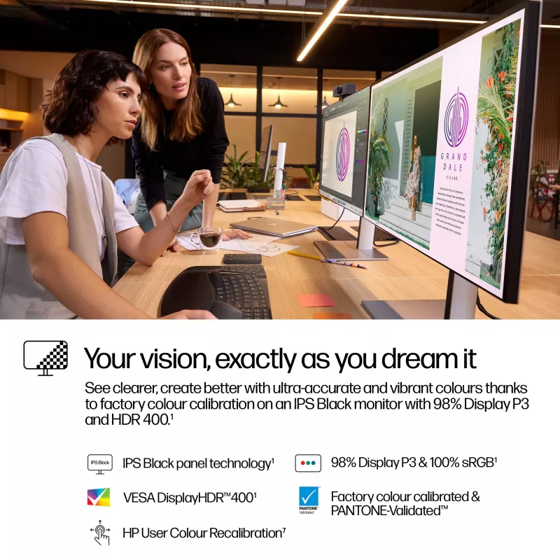 HP Series 7 Pro 27 colių QHD Monitor - 727pq, 68,6 cm (27 colių), 2560 x 1440 pikselių, Quad HD, LCD, 5 ms, Juoda