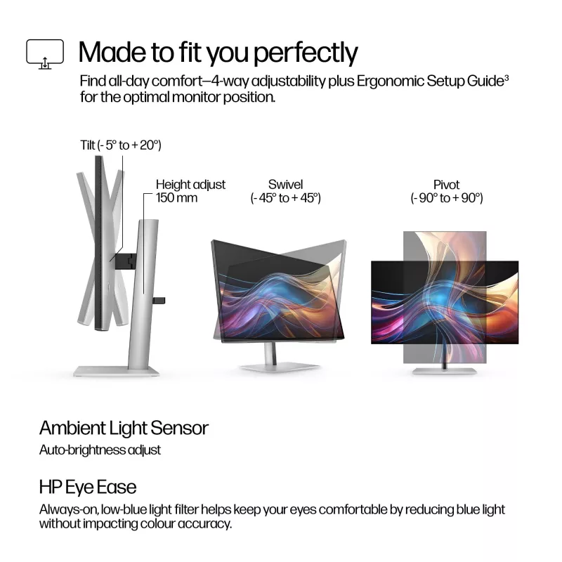 HP Series 7 Pro 27 colių QHD Monitor - 727pq, 68,6 cm (27 colių), 2560 x 1440 pikselių, Quad HD, LCD, 5 ms, Juoda
