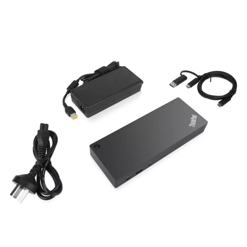 Lenovo 40AF0135UK dokavimo stotelė / prievadų kartotuvas, laidinis USB 3.2 Gen 1 (3.1 Gen 1) Type-C, juoda