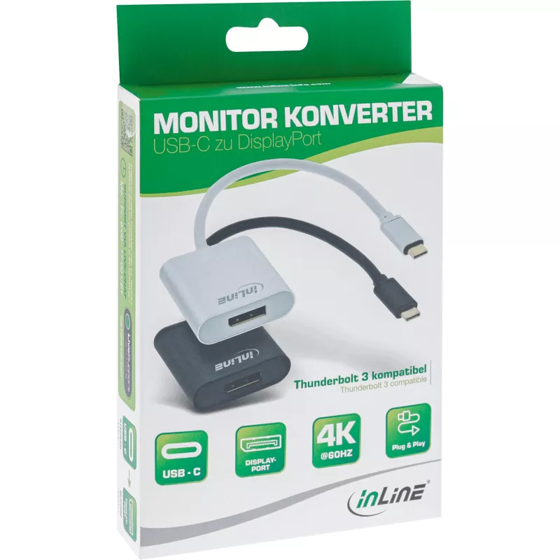 USB vaizdo keitiklis InLine 64102B USB-C (vyriškas) į DisplayPort 4K/60Hz