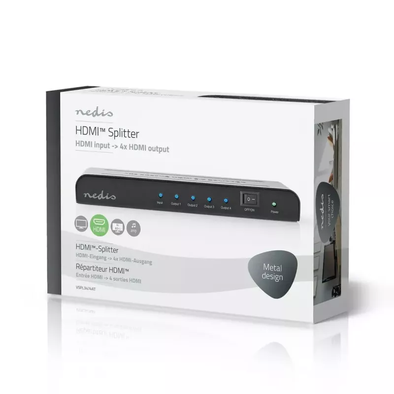 Nedis VSPL3474AT 4x HDMI skirstytuvas 4K@60 Hz