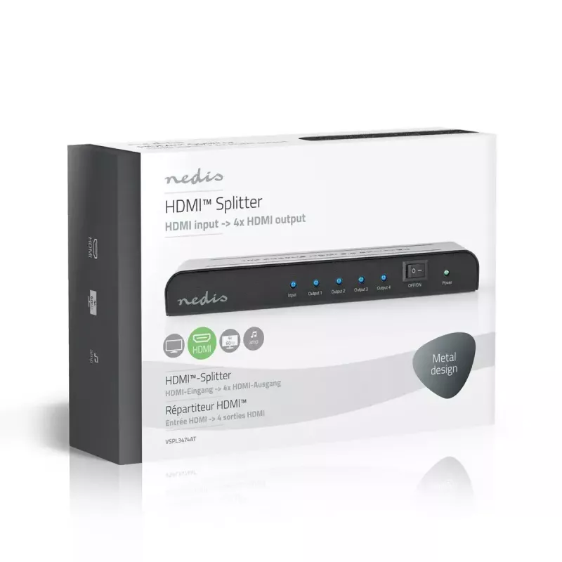 Nedis VSPL3474AT 4x HDMI skirstytuvas 4K@60 Hz