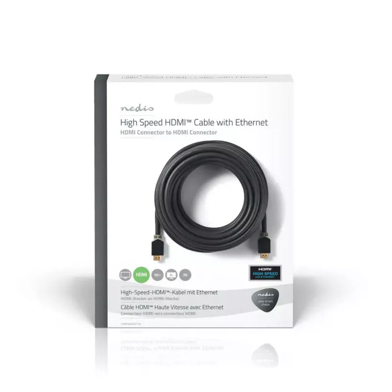 HDMI kabelis Nedis CVBW34000AT100 10 m, A tipo kištukas – kištukas, auksuoti kontaktai