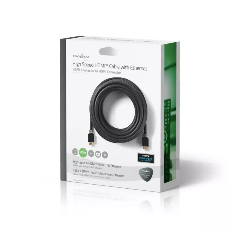 HDMI kabelis Nedis CVBW34000AT100 10 m, A tipo kištukas – kištukas, auksuoti kontaktai