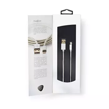 Mobiliojo telefono laidas Nedis CCTB39300AL10 aliuminis 1 m USB A Lightning