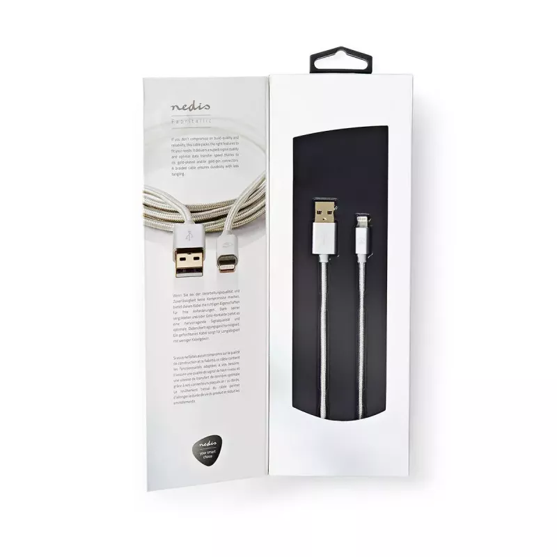 Mobiliojo telefono kabelis Nedis CCTB39300AL30 aliuminis 3 m USB A Lightning
