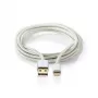 Mobiliojo telefono kabelis Nedis CCTB39300AL30 aliuminis 3 m USB A Lightning