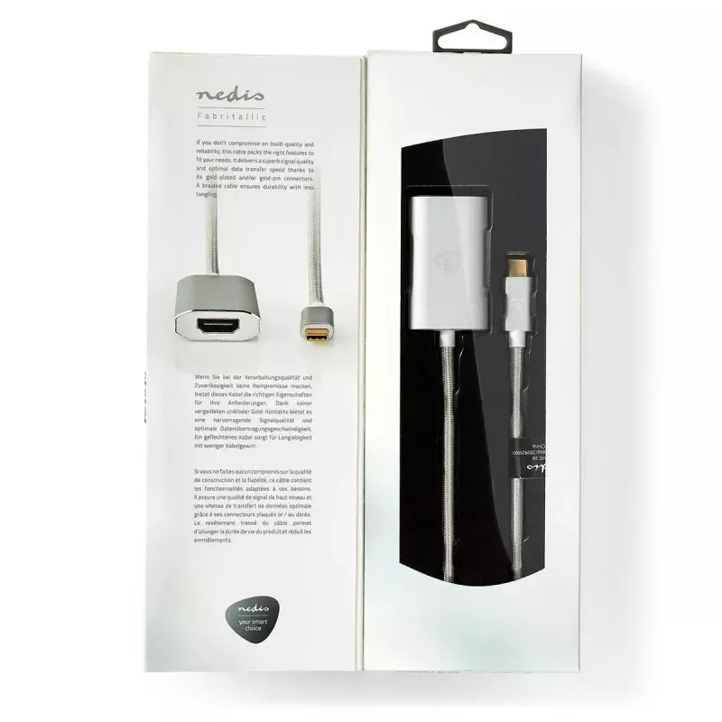 Nedis CCTB64680AL20 vaizdo kabelio adapteris 2 m HDMI A tipo USB Type-C sidabrinis