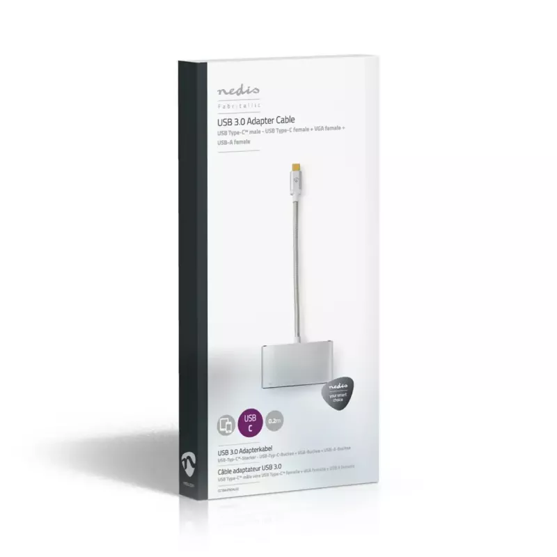 Nedis CCTB64760AL02 3-in-1 USB-C adapteris su VGA, aliumininis, 0.2 m