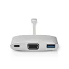 Nedis CCTB64760AL02 3-in-1 USB-C adapteris su VGA, aliumininis, 0.2 m