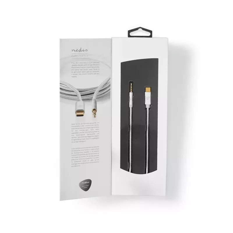 Audio kabelis Nedis CCTB65940AL10 1 m USB C – 3,5 mm aliuminis