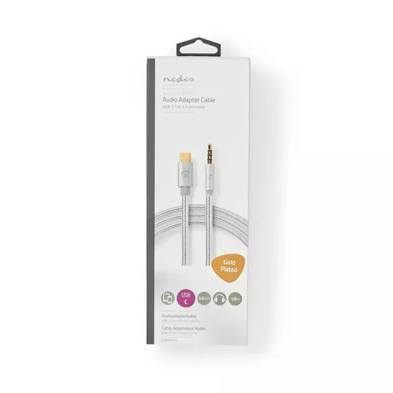 Audio kabelis Nedis CCTB65940AL10 1 m USB C – 3,5 mm aliuminis
