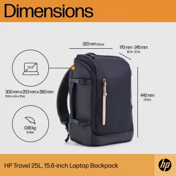 HP Travel 25 litrų 15.6 colių mėlyna kuprinė nešiojamam kompiuteriui