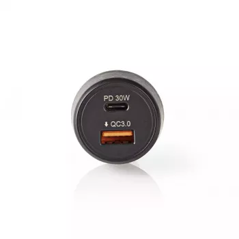 Automobilinis įkroviklis Nedis CCPD30W100BK 30 W USB-C PD + USB-A QC juodas