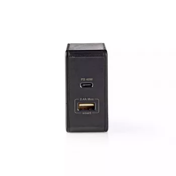 Sieninis įkroviklis Nedis WCPD45W100BK Universalus Juodas USB Vidaus