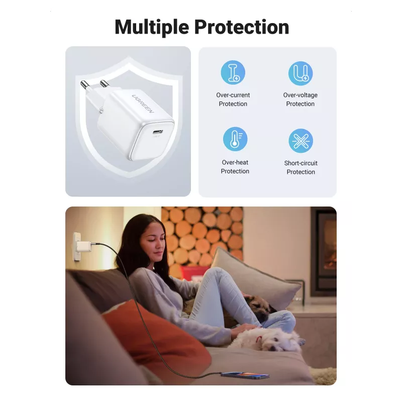 Vidinis įkroviklis Ugreen 15324 Universal White AC 1 USB Type-C prievadas 20 W