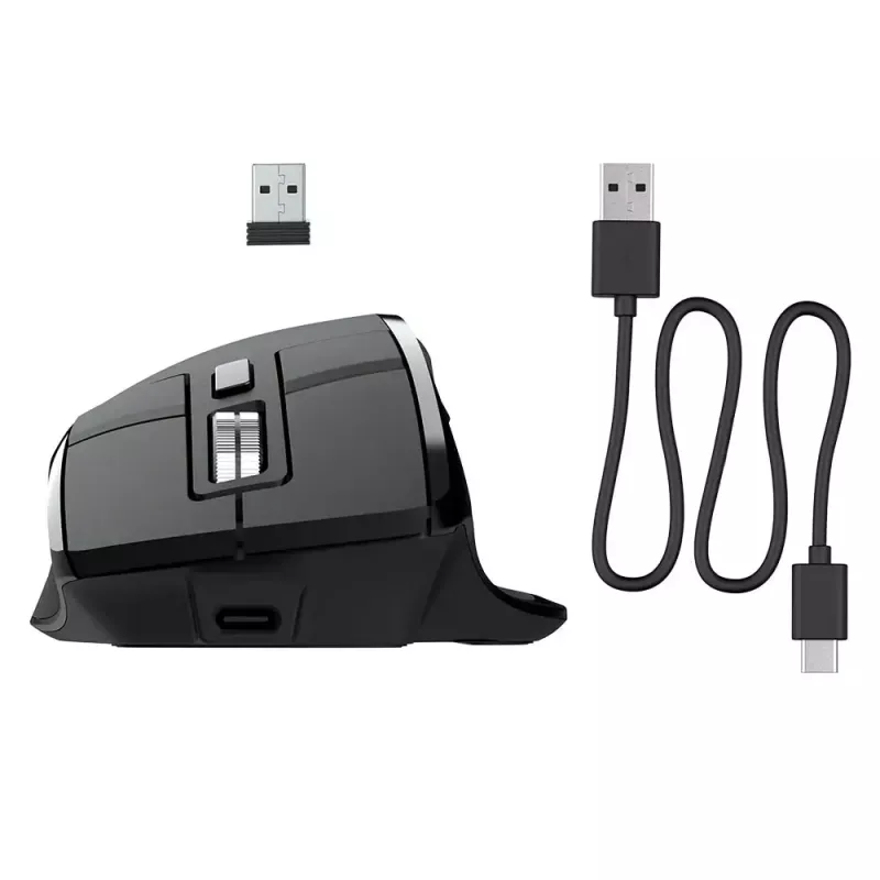 JLab Audio Epic Office dešinės rankos belaidė pelė – Bluetooth + USB Type-A, optinė 2400 DPI, 9 mygtukai, ratukas, juoda
