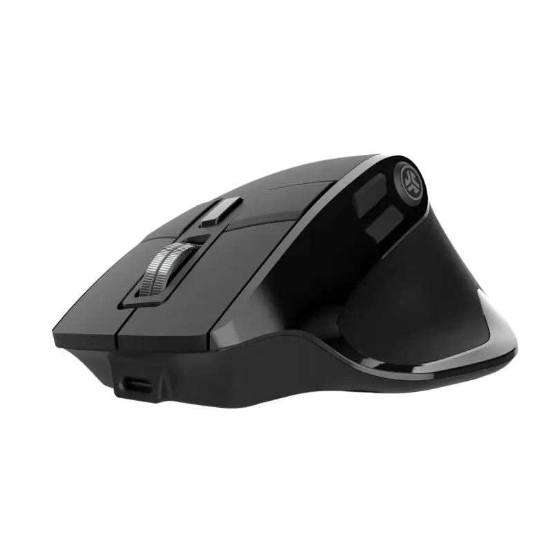 JLab Audio Epic Office dešinės rankos belaidė pelė – Bluetooth + USB Type-A, optinė 2400 DPI, 9 mygtukai, ratukas, juoda
