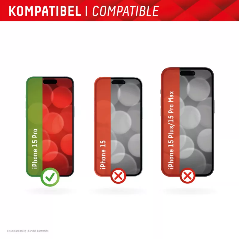 Displex apsauginis stiklas + dėklas Apple iPhone 15 Pro, Eco montavimo rėmelis, atsparus įbrėžimams