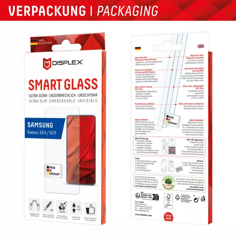Displex Smart Glass (9H) Samsung Galaxy S24/S25, montavimo lipdukas, nedūžtantis