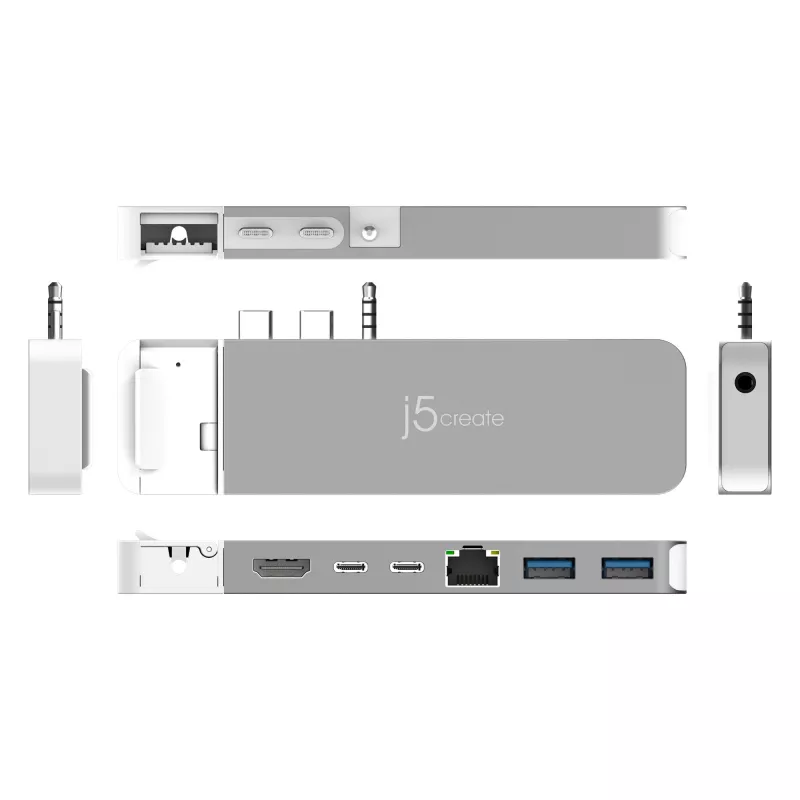 USB HUB j5create JCD395 4K60 Elite Pro Wired USB4 su MagSafe rinkiniu