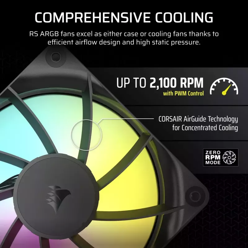 Ventiliatorius Corsair RS120 ARGB 120 mm juodas