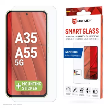 Displex Smart Glass (9H) ekrano apsauginis stiklas, skirtas Samsung Galaxy A35/A55 5G, su montavimo lipdukais, nedūžtantis