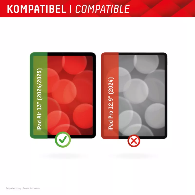 Displex Tablet Glass (9H), Apple iPad Air 13 colių (2024/2025), su EASY-ON® Eco montavimo rėmeliu, nedūžtantis, itin plonas, nematomas