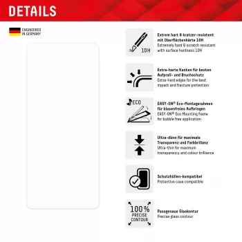 Displex Screen Protector (10H) skirta Google Pixel 8a, su EASY-ON® Eco montavimo rėmeliu, atspari įbrėžimams