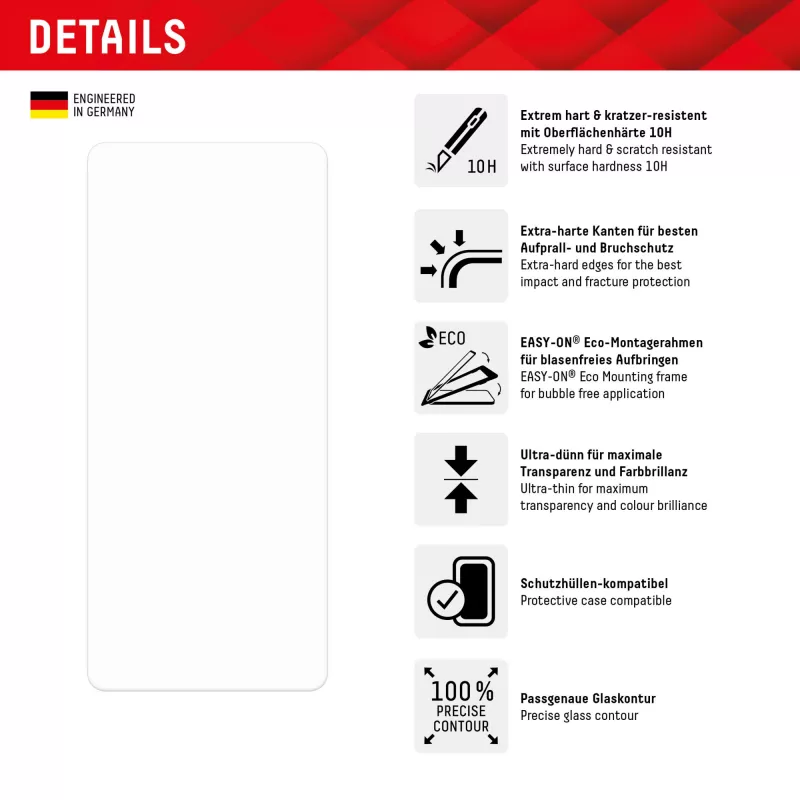 Displex Screen Protector (10H) skirta Google Pixel 8a, su EASY-ON® Eco montavimo rėmeliu, atspari įbrėžimams