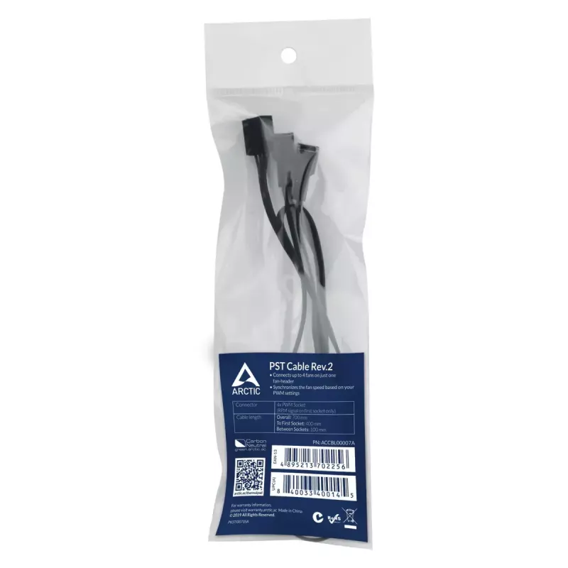 PWM dalinimo kabelis Arctic PST Cable Rev. 2 4 ventiliatoriams, 4-pin PWM jungtys, juodas