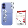 Displex Premium Camera Lens Glass, iPhone 16/16 Plus/17 stiklui, 10H, Single Rings, DLC, skaidrus, Quick Mount