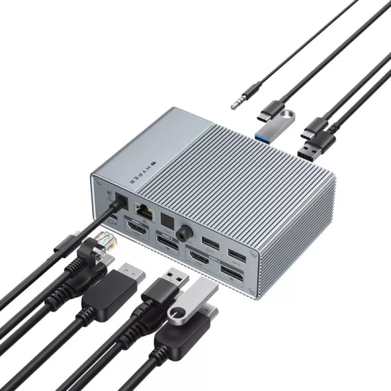 Targus HDG215-EUZ sąsajų stotelė USB 3.2 Gen 2 (3.1 Gen 2) Type-C sidabrinė