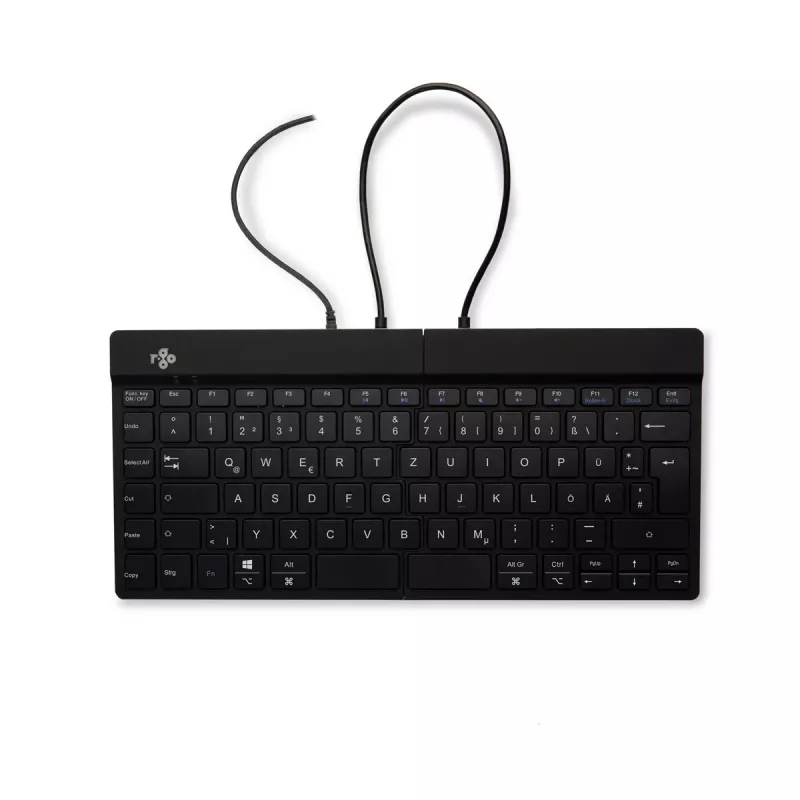 Ergonominė klaviatūra R-Go Tools Split Break v2 su pertraukų programine įranga, išskirta klaviatūra, QWERTZ (DE), laida, juoda