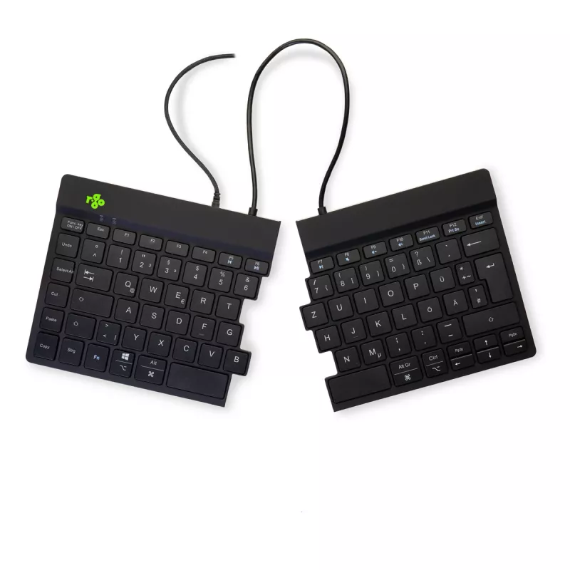 Ergonominė klaviatūra R-Go Tools Split Break v2 su pertraukų programine įranga, išskirta klaviatūra, QWERTZ (DE), laida, juoda