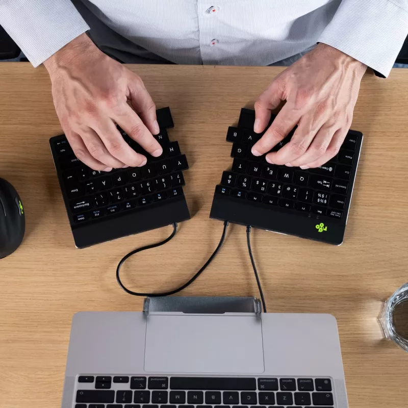 Ergonominė klaviatūra R-Go Tools Split Break v2 su pertraukų programine įranga, išskirta klaviatūra, QWERTZ (DE), laida, juoda