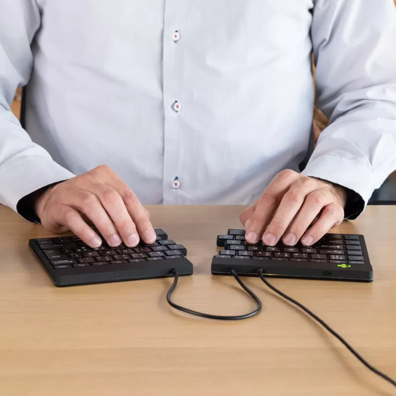 Ergonominė klaviatūra R-Go Tools Split Break v2 su pertraukų programine įranga, išskirta klaviatūra, QWERTZ (DE), laida, juoda