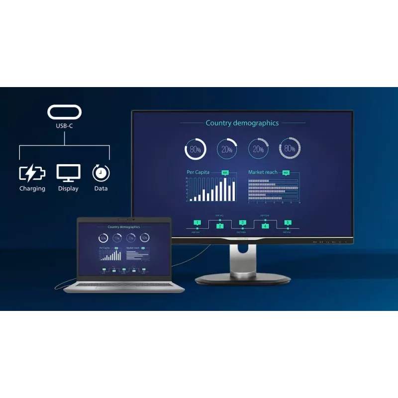 Philips 1000 serijos 24E1N1300AE/00 kompiuterio monitorius 60,5 cm (23,8 col.) 1920 x 1080 pikselių Full HD LCD juodas