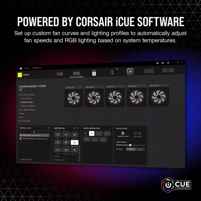 Ventiliatorių greičio valdiklis Corsair iCUE Commander Core XT