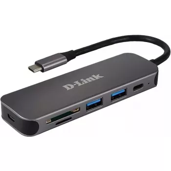 D-Link 5-in-1 USB-C šakotuvas su kortelių skaitytuvu DUB-2325 USB Type-C pilka