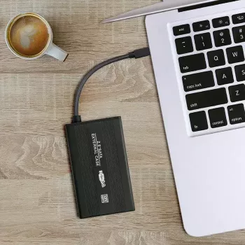 QOLTEC 51861 išorinis dėklas 2,5 colio SATA3 kietajam diskui arba SSD, USB 3.0, juodas