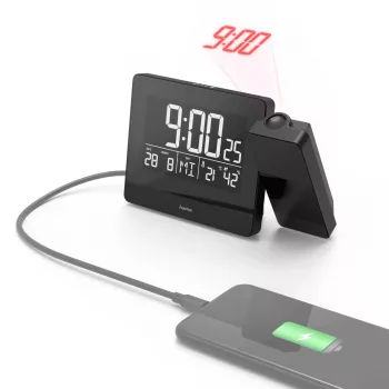 Hama Plus Charge skaitmeninis žadintuvas su laiko projektoriumi, juodas